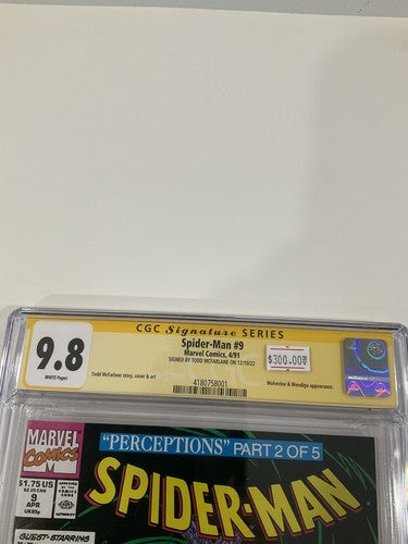 Spider-Man 9 CGC 9.8 1991 Signed Todd McFarlane