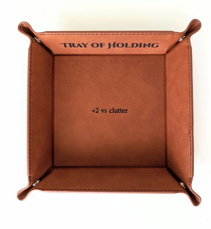 Tray of Holding | Vegan Leather Valet Catchall Rolling Tray - Chestnut