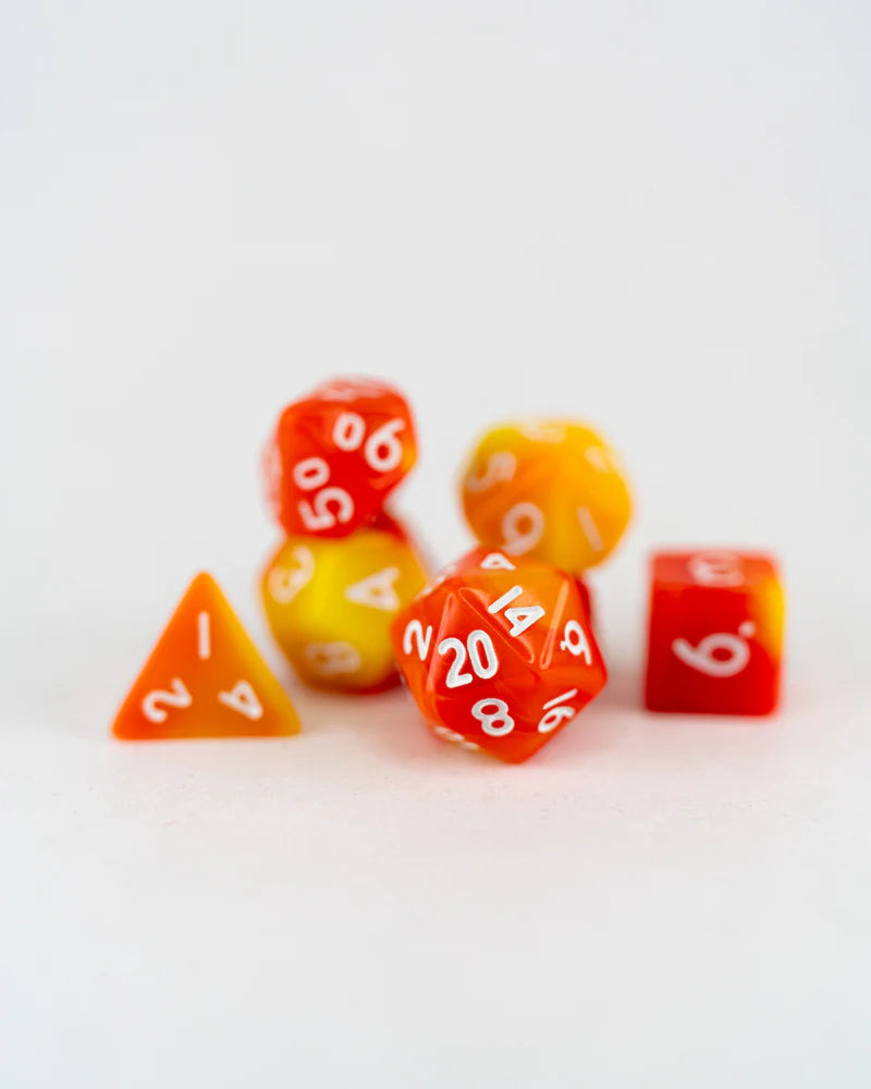 Flameseed | 7 Piece Mini Acrylic Polyhedral Dice Set