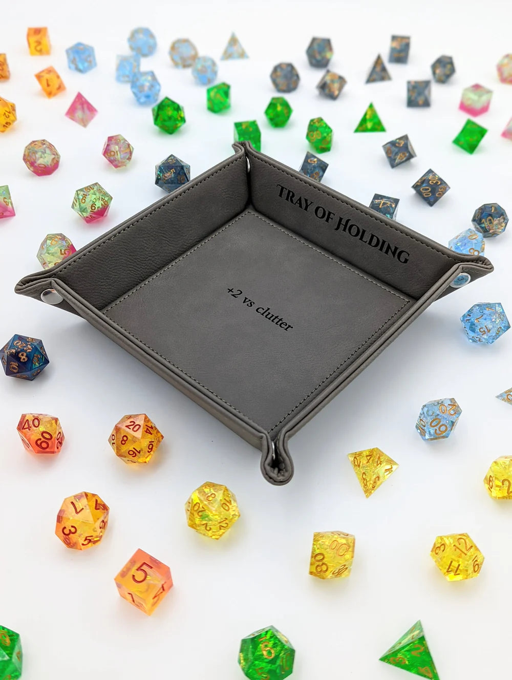 Tray of Holding | Vegan Leather Valet Catchall Rolling Tray - Grey